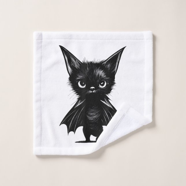 Chaton Noir Grumpy Halloween En Costume De Chat (Gant de toilette)