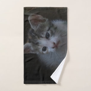 chaton photo serviette à main