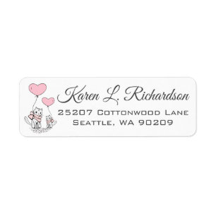 Chatons avec ballons roses Étiquettes d'adresse de