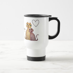 Chatons dans la tasse de voyage d'amour