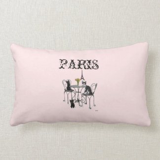 Chatons dans le coussin lombaire rose de Paris