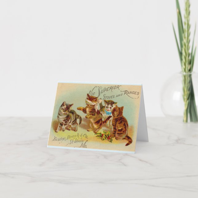 Chatons de cartes de commerce victoriens jouant (Devant)