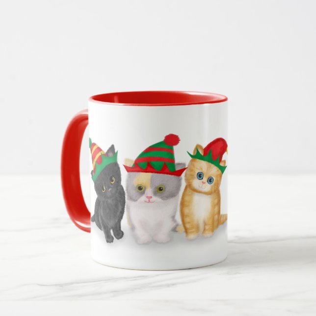 chatons de Noël tasse personnalisée (Devant gauche)