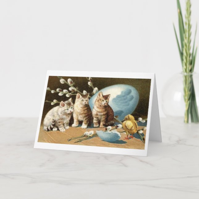 Chatons de Pâques et poussin de bébé ! Carte de (Devant)