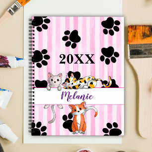 Chatons et pattes arrière - plans rayés roses cust