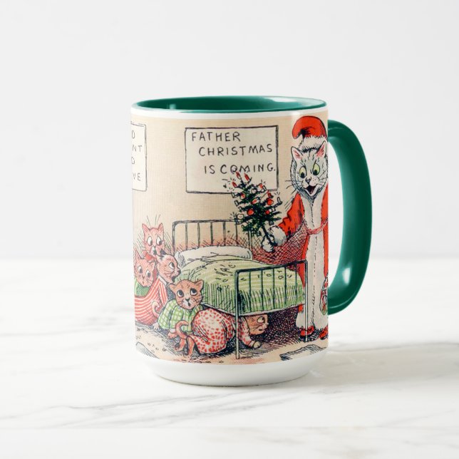 Chatons et Père Noël Chat, Louis Wain Mug (Devant droit)