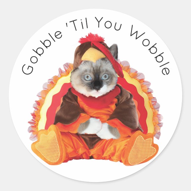 Chatons Stickers ronds Thanksgiving (Devant)