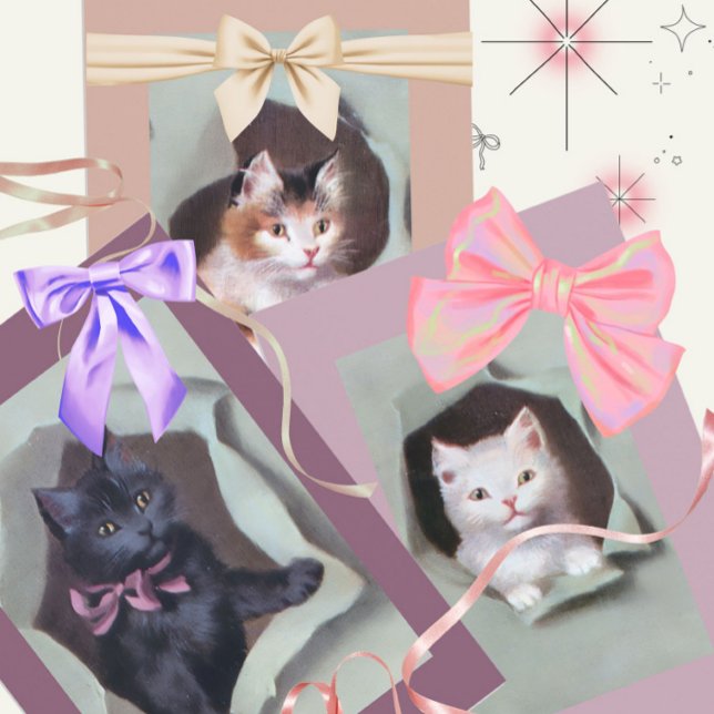Chatons vintage faisant irruption dans du papier c (Créateur téléchargé)