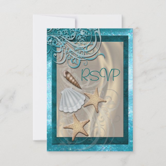Chatoyant Coquillage Plage Turquoise Rsvp Invitati (Devant)