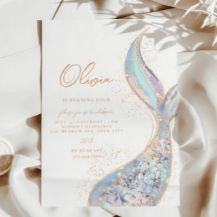 Chatoyant Mermaid Tail Invitation Anniversaire