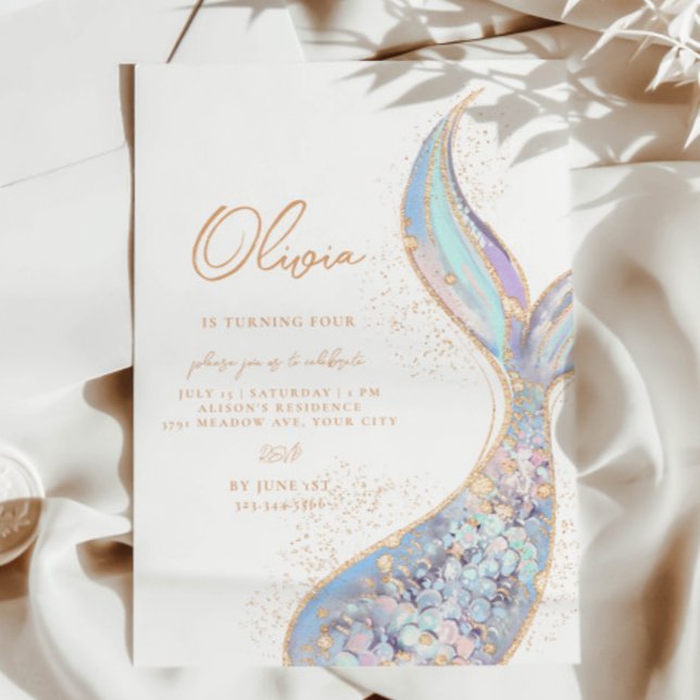 Chatoyant Mermaid Tail Invitation Anniversaire (Créateur téléchargé)