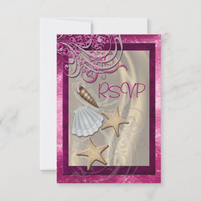 Chatoyant Seashell Pink Beach Rsvp Invitation (Devant)