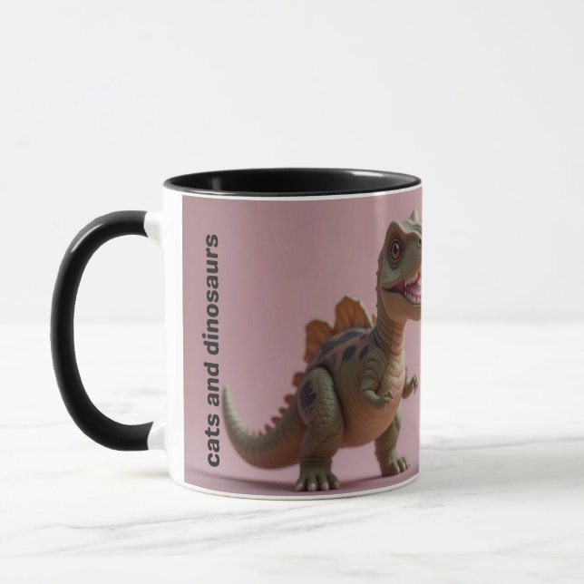 Chats-a-Tonic Chats et Dinosaures Mug (Gauche)