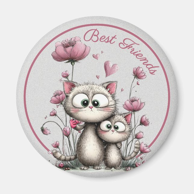 Chats Adorables Meilleurs Amis Magnet (Devant)