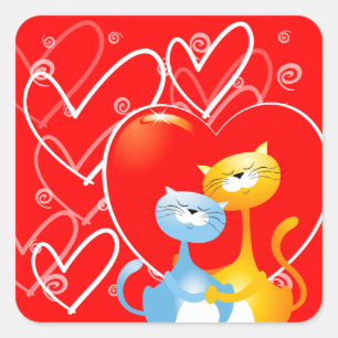 Chats amoureux, autocollant