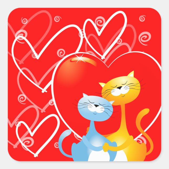 Chats amoureux, autocollant (Devant)