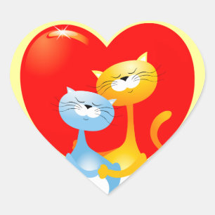 Chats amoureux, autocollant