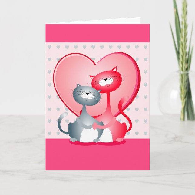 Chats amoureux, carte de vœux (Devant)