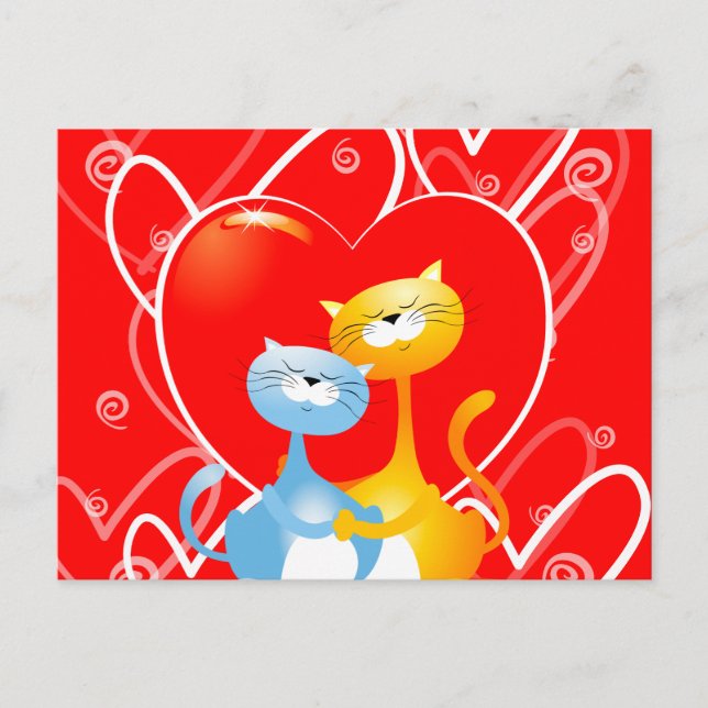 Chats amoureux, carte postale (Devant)
