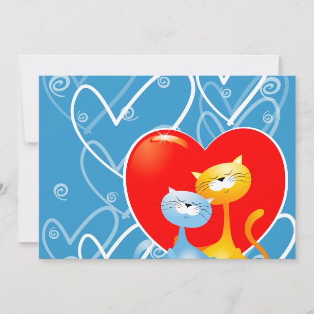 Chats amoureux, invitation (Devant)