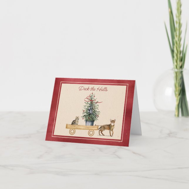 Chats amusants avec carte de vacances Wagon (Devant)