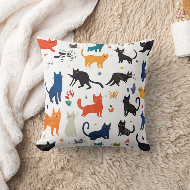 Chats amusants Coussin décoratif - Chat mignon et  (Couverture)