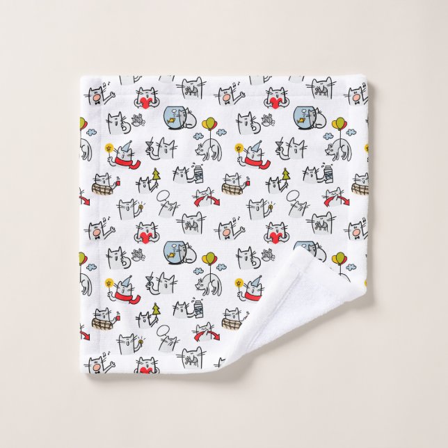 Chats amusants, lait et magie. (Gant de toilette)