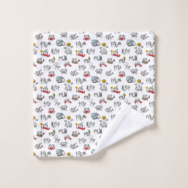 Chats amusants, lait et magie. (Gant de toilette)