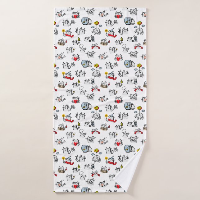 Chats amusants, lait et magie. (Serviette de bain)