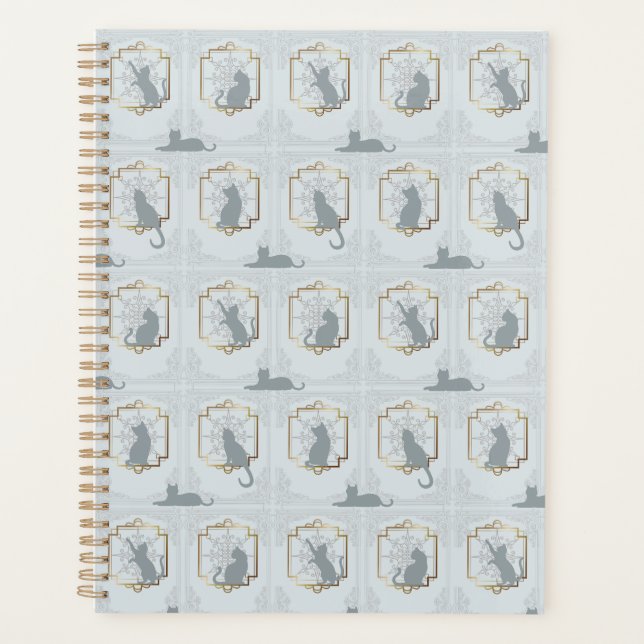 Chats Art Déco Élégants - Gris Clair (Devant)