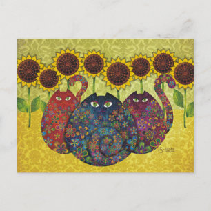 Chats Avec Des Cartes Postales Sunflower TBA