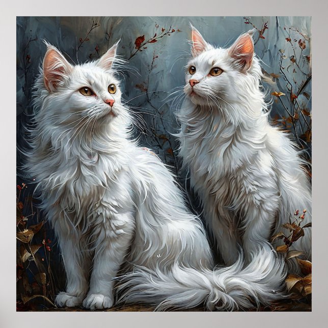 Chats blancs majestueux, décoration intérieure cal (Devant)