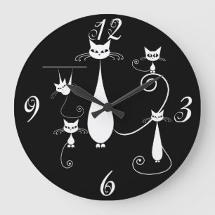 Chats blancs partout Horloge murale