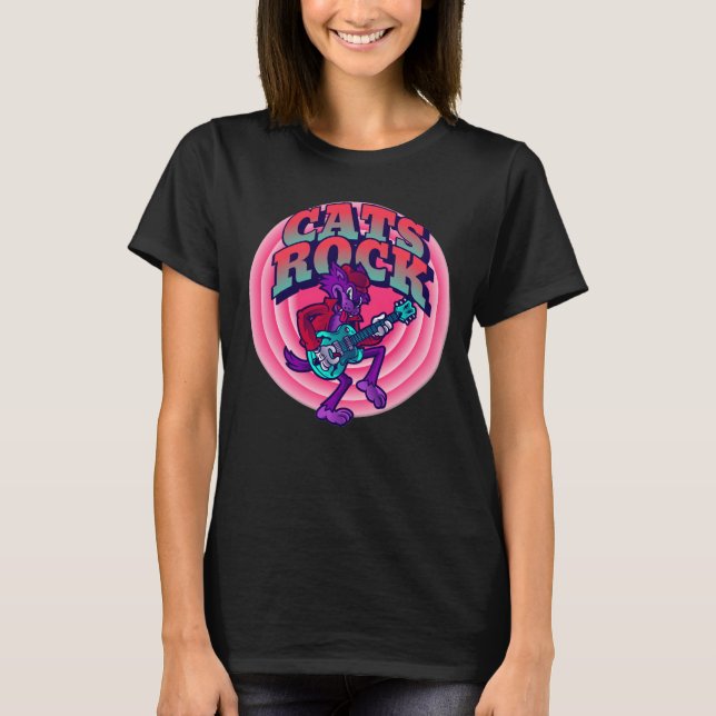 CHATS CHAT ROCK AVEC T-SHIRTS GUITAR FUNNY (Devant)