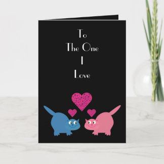 Chats & coeurs à la carte de voeux One I Love