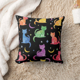 Chats colorés Silhouette Motif Coussin décoratif
