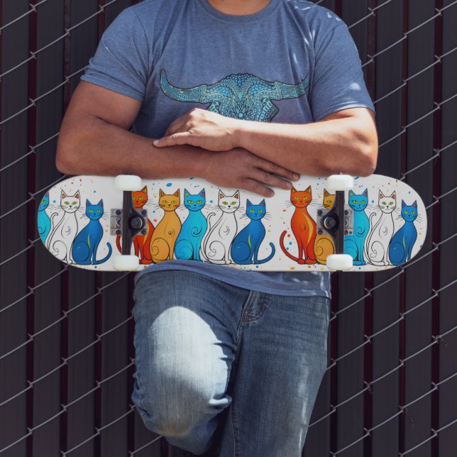 Chats colorés Skateboard Deck pour Amoureux de les (Extérieur 3)