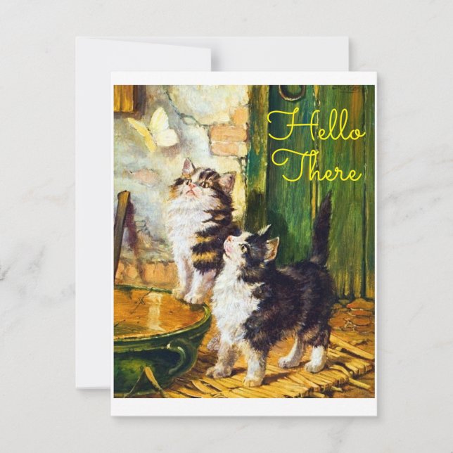 Chats Curieux Vintage Papillon Bonjour (Devant)
