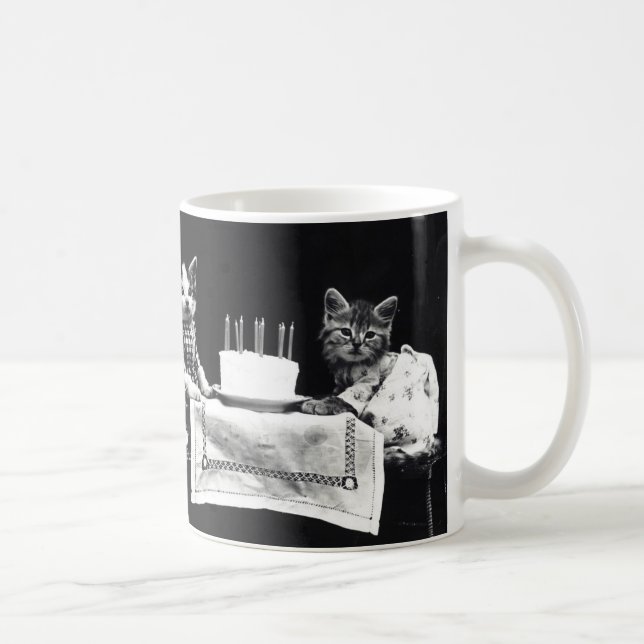 Chats d'anniversaire vintages Mugs café (Droite)