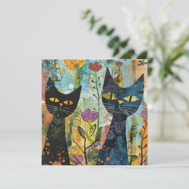 Chats d'aquarelle de Boho - Art Feline de Terre (4 (Debout devant)