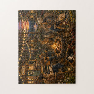 Chats de cabane confortable Puzzle en bois de styl