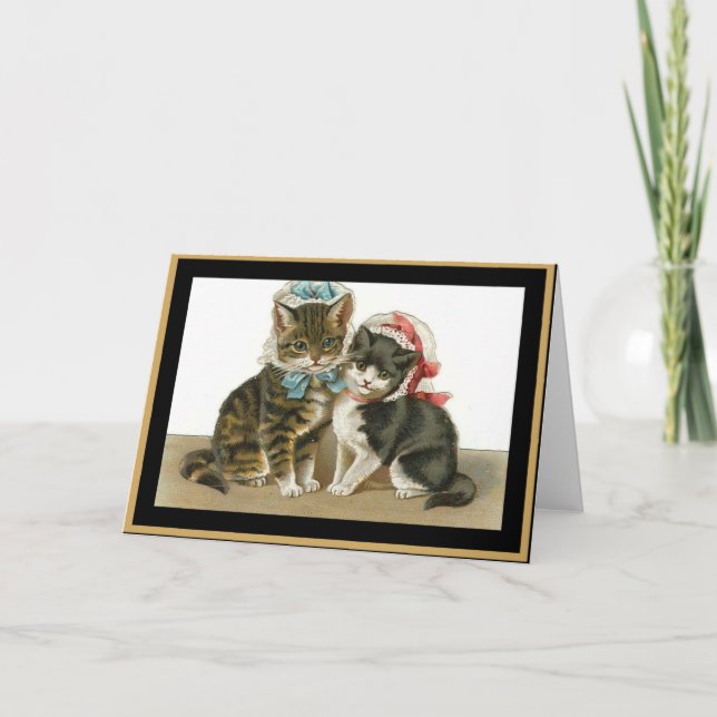 Chats de cartes anciennes avec chapeaux (Devant)