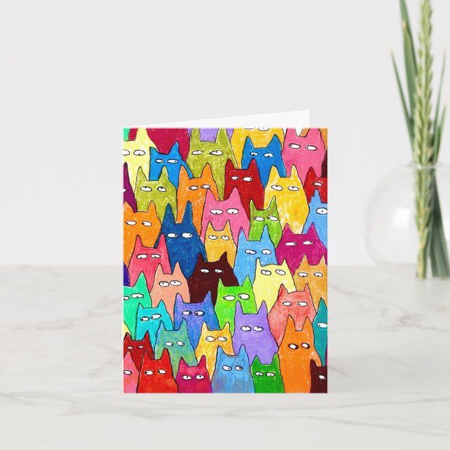 Chats de dessin animé drôles dessin au crayon de c (Devant)