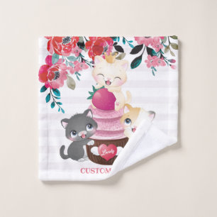 Chats de dessin animé floraux fantaisistes Gâteau 