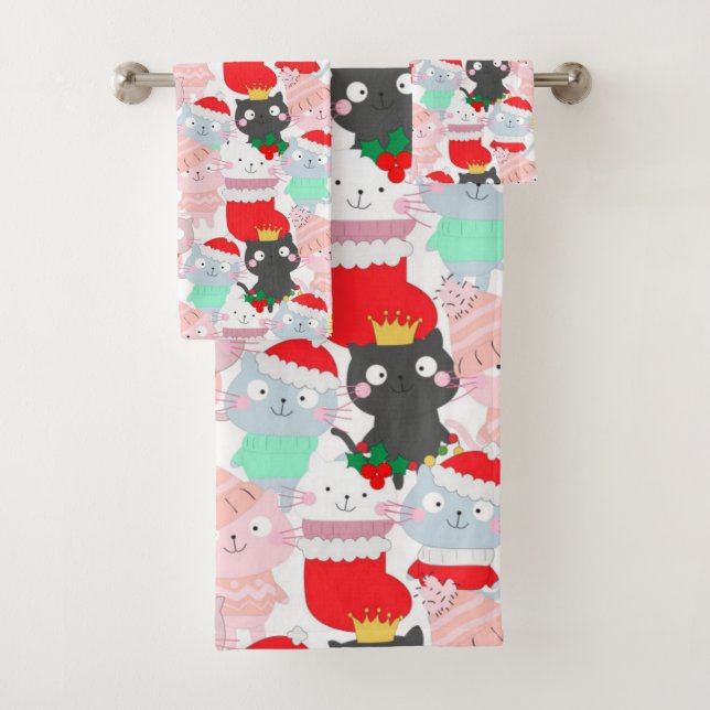 Chats de dessin animé mignons motif de Noël (En situation)