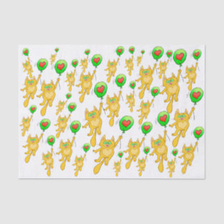 Chats de flottement mignons, sur un papier de soie