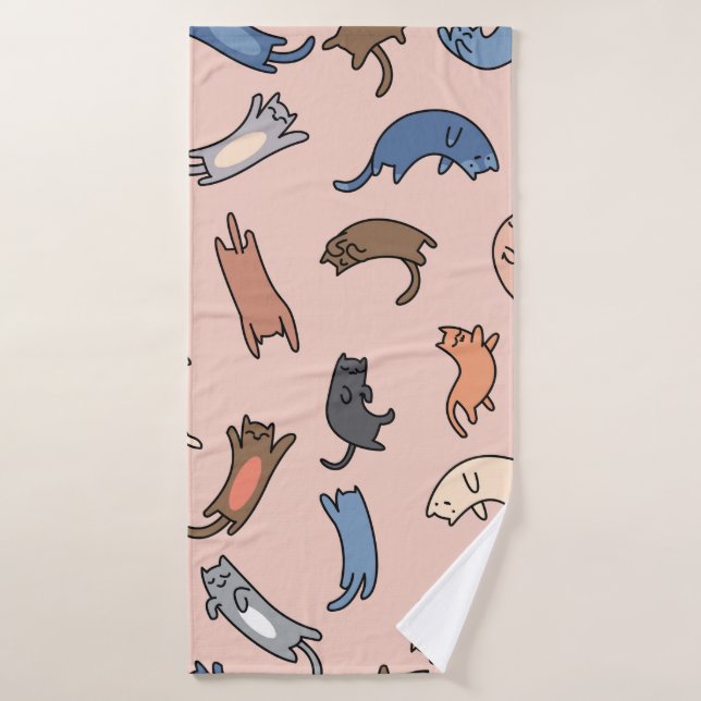 Chats de gribouillis motifs sans couture, illustra (Serviette de bain)