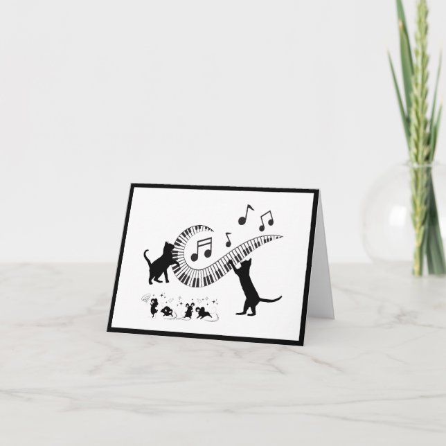 Chats de jazz | Carte de note pliée pour piano (Devant)