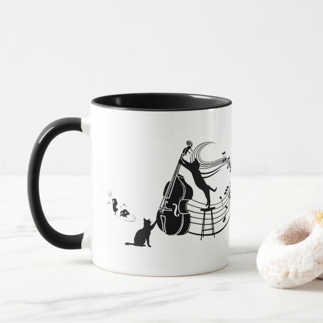 Chats de jazz | Double basse | Café Mug (Avec donut)