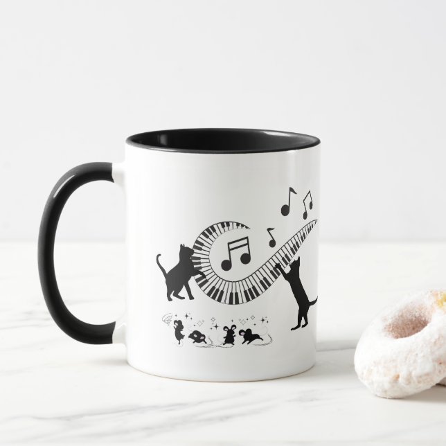 Chats de jazz | Piano | Café Mug (Avec donut)